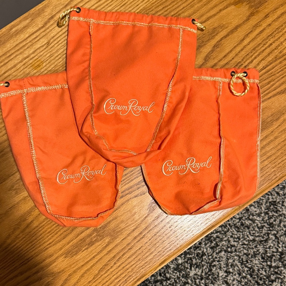 Crown Royal Orange Drawstring Bags